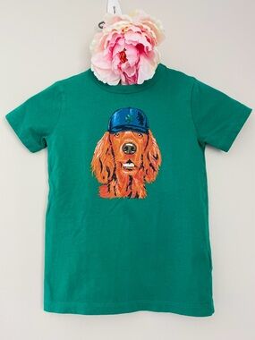 Crewcuts Bright Kelly Green Irish Setter Graphic Tee XS 4-5 St. Patrick’s Day